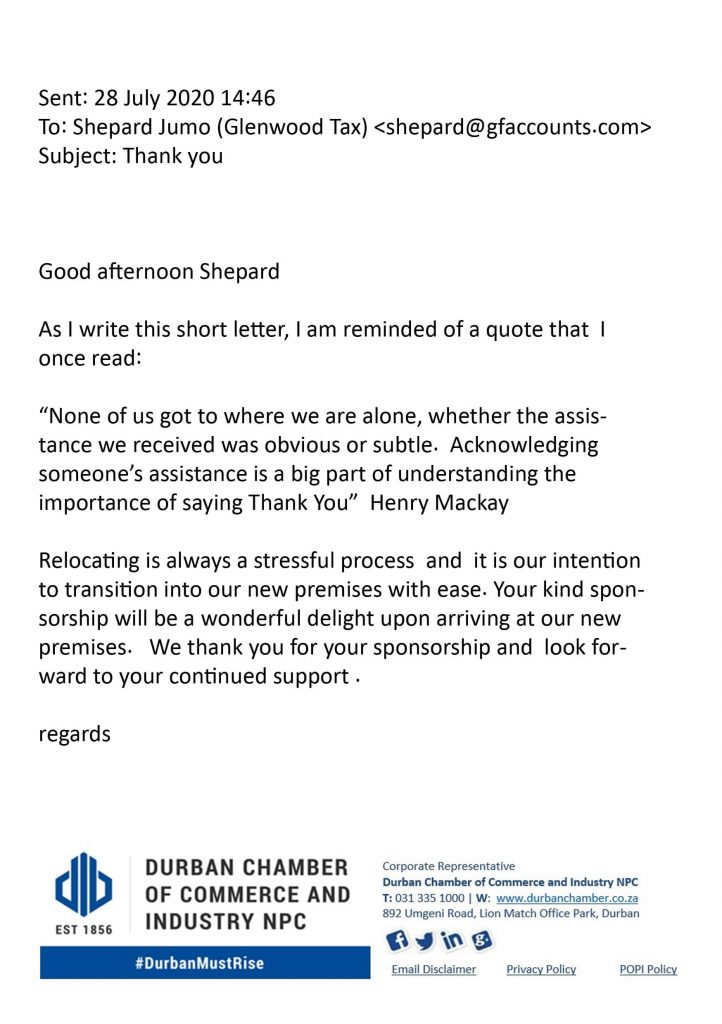 durban chamber donation 28 07 2020